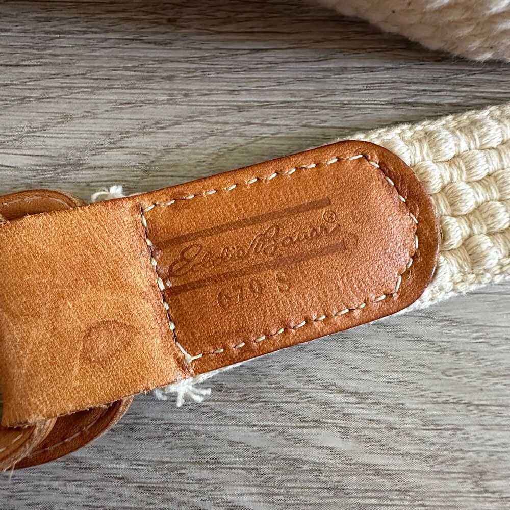 Vintage 1990’s Eddie Bauer Fisherman’s Rope & Tan Leather Loop Belt Size Small - Picture 7 of 7